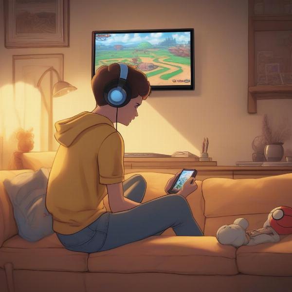 Pokemon Trainer Playing on Nintendo Switch