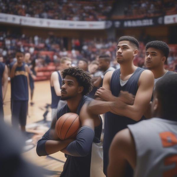Basketball Players Performing Pre-Game Rituals