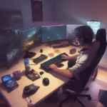 Gamer preparing mentally and physically for the game