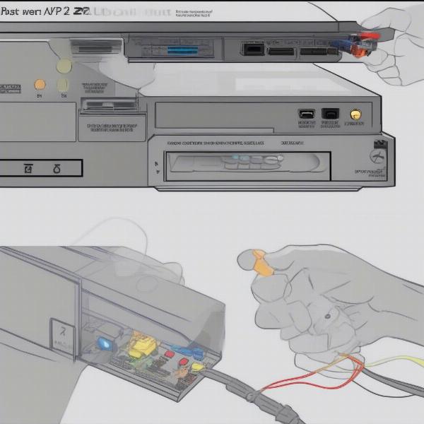 Setting up a PlayStation 2 console.