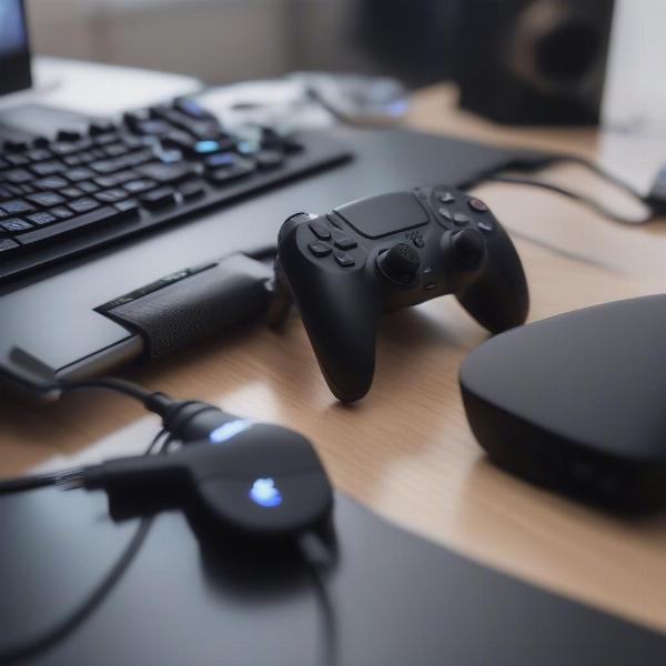 PS5 Controller Connected to PC via USB Cable