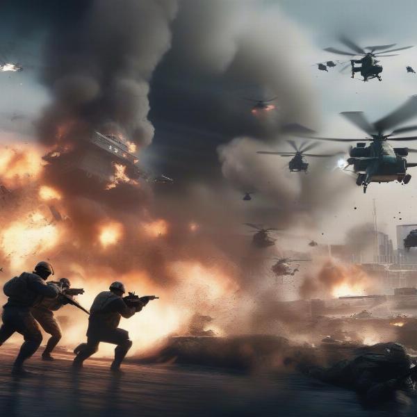 Battlefield 2042 gameplay screenshot showcasing large-scale warfare and dynamic environments