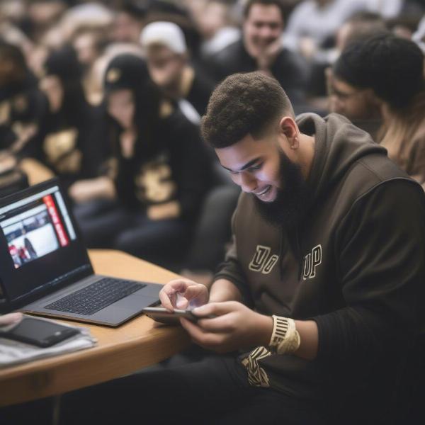Purdue Basketball Fan Engaging on Social Media