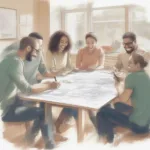 Employees laughing while participating in a quick draw game during a meeting