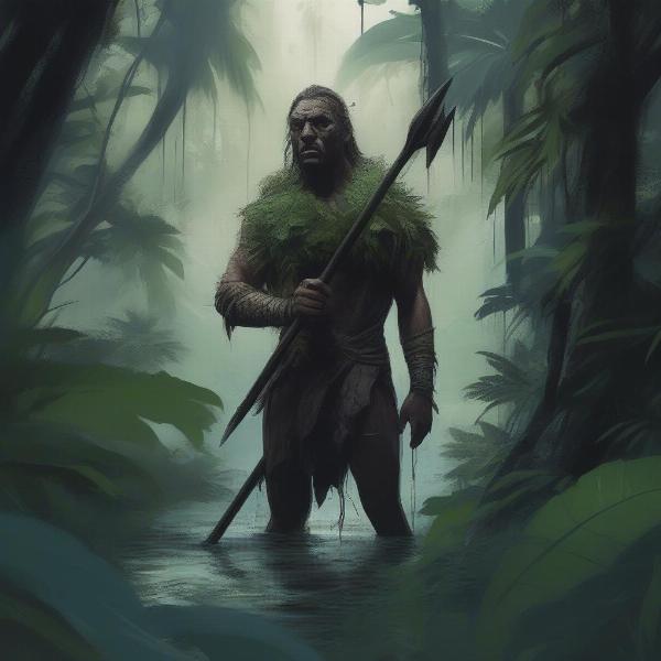 Rainsford in the Jungle in The Most Dangerous Game