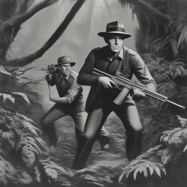 Rainsford and Zaroff in a Tense Standoff