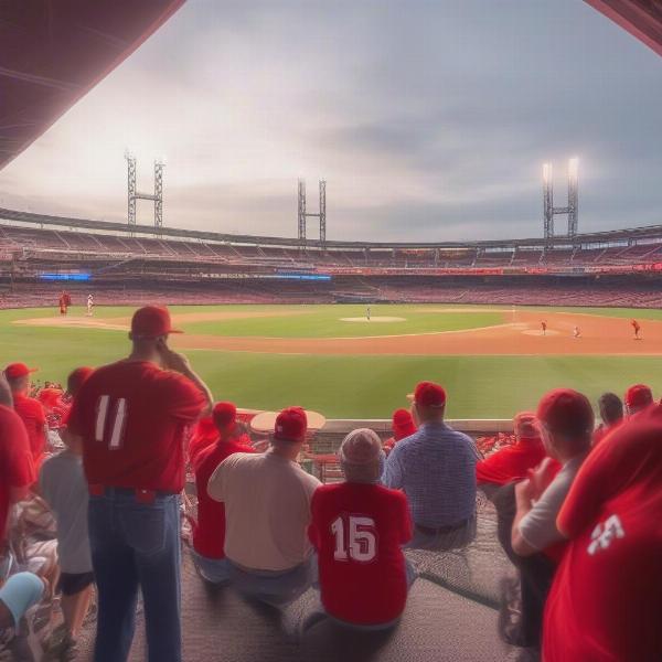 Reds Fans Watching Batting Practice