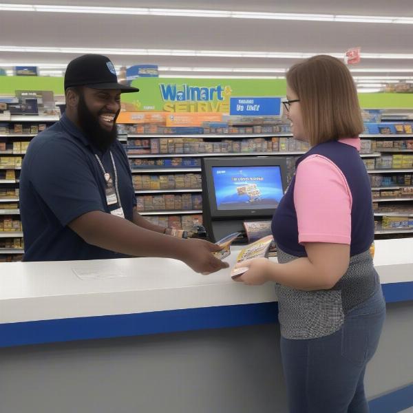Returning a video game at Walmart customer service counter