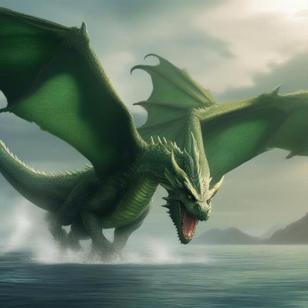 Rhaegal Gliding Over the Narrow Sea