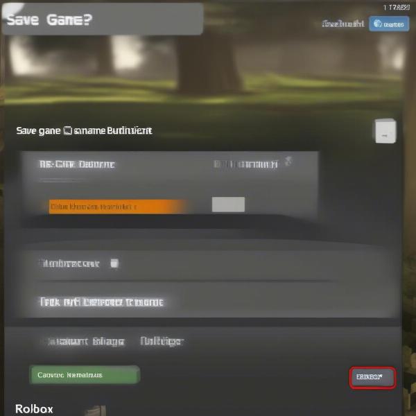 Roblox Game Menu with a Save Option