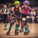 Roller derby halftime entertainment with audience participation