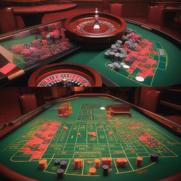 Roulette Wheel and Craps Table