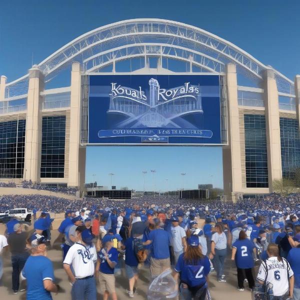 Fans entering Kauffman Stadium for a Royals game