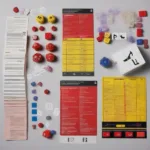 Scattergories Game Components: Die, Answer Pads, Category List