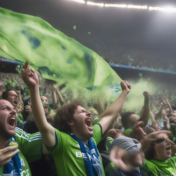 Seattle Sounders Fans Celebrating a Goal