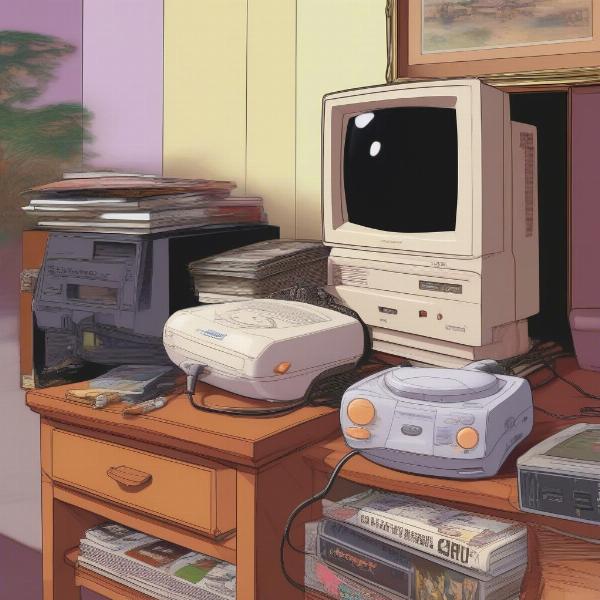 Sega Dreamcast Console and Games Displayed