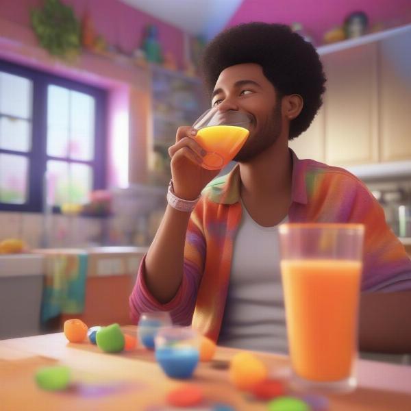 Sim Enjoying a Blender Concoction in The Sims 2