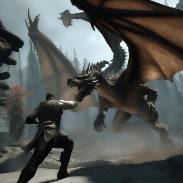 Combat Scene in Skyrim Powered by the Creation Engine