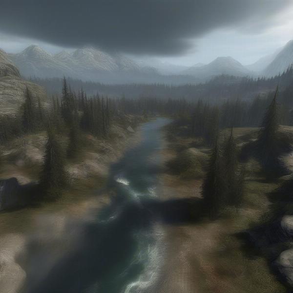 Skyrim's Landscape Rendered by the Creation Engine