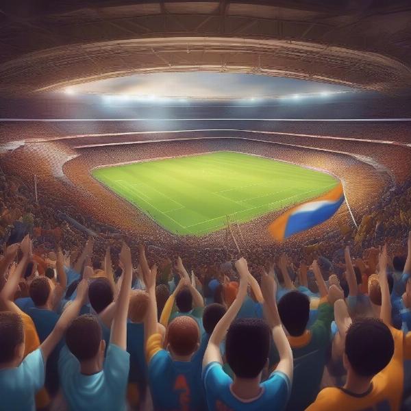 Soccer Fans Creating Stadium Atmosphere