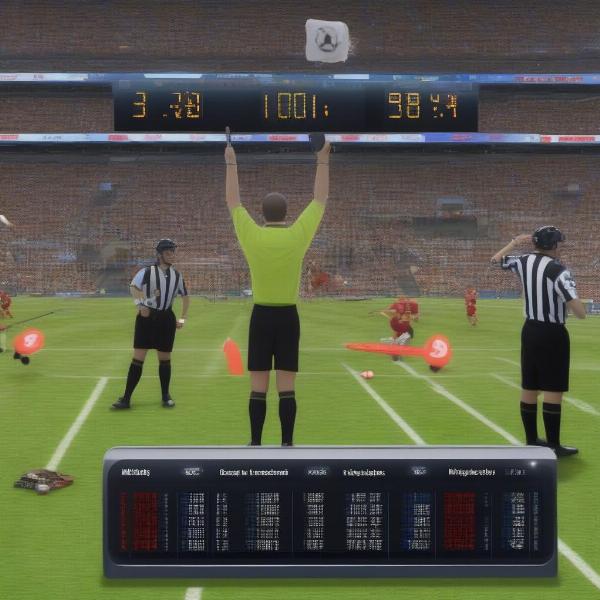 Referee Adding Stoppage Time in a Soccer Match