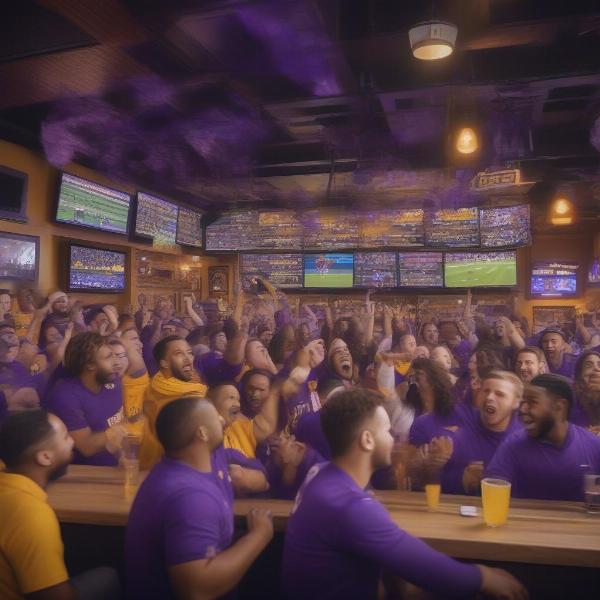 Sports Bar Showing LSU Game