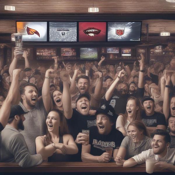 Raiders Fans Watching Game at Sports Bar