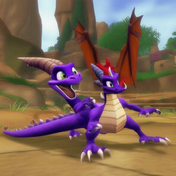 Spyro and Cynder in Dawn of the Dragon Wii Co-op gameplay