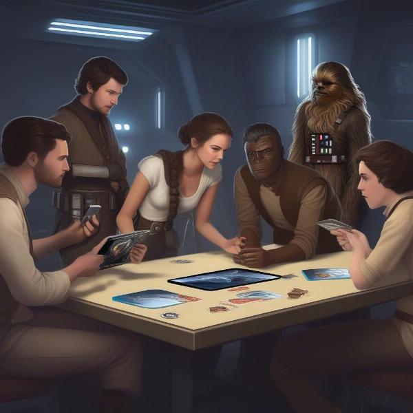 Group Playing Star Wars Unlock Escape Game