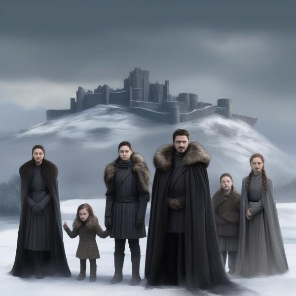 Stark Family at Winterfell in Game of Thrones