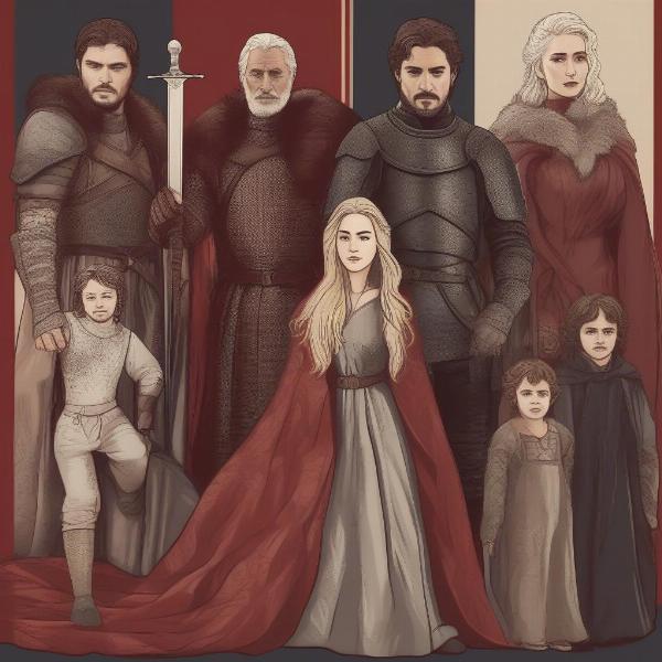 Stark, Lannister, and Targaryen Families in Game of Thrones