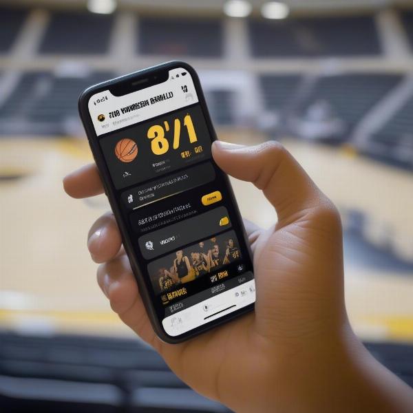 Fan Checking Iowa Basketball Updates on Mobile Phone