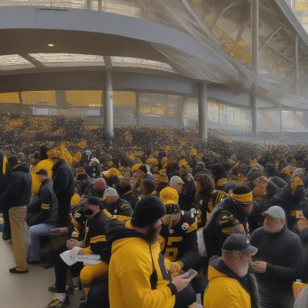 Steelers Fans Waiting Out a Game Delay