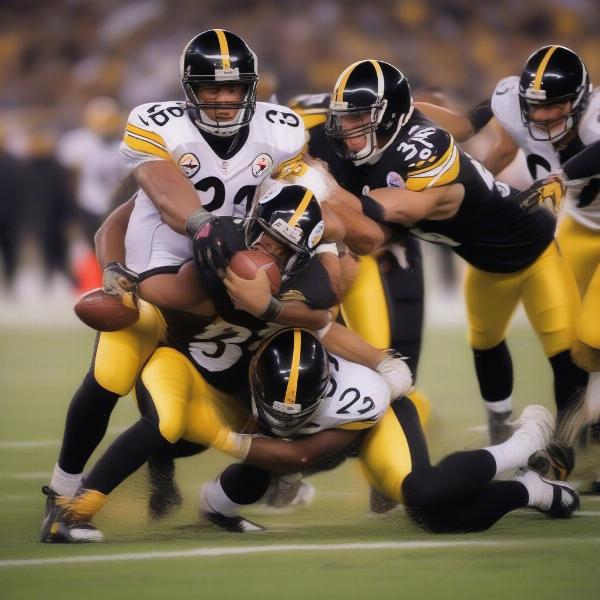 Steelers Player Fumbling the Ball