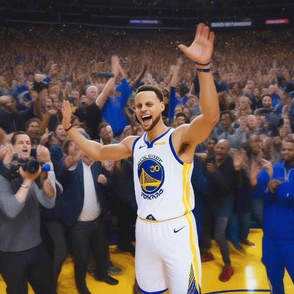 Steph Curry Celebrating a 40-Point Game