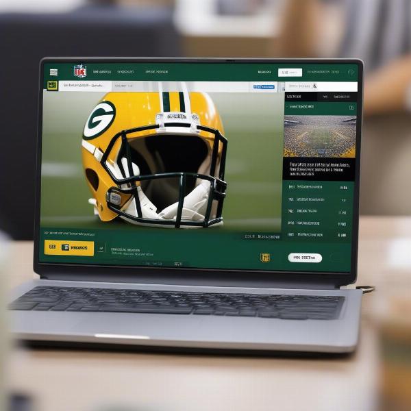 Streaming Packers Lions Game on Laptop