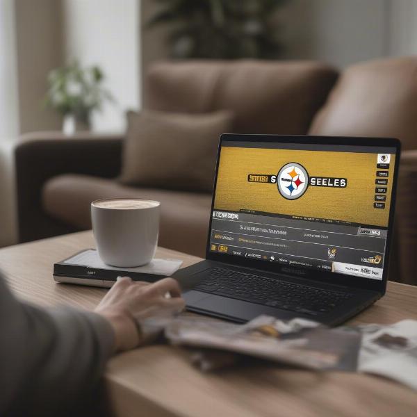 Streaming Steelers Game on Laptop