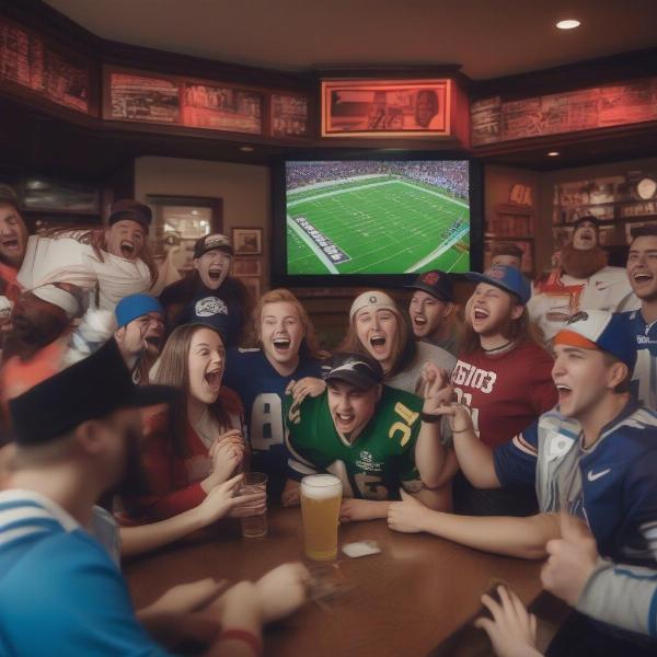 Students Watching Football at a Bar
