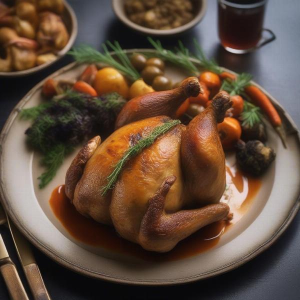Plated Stuffed Cornish Game Hen with Sides