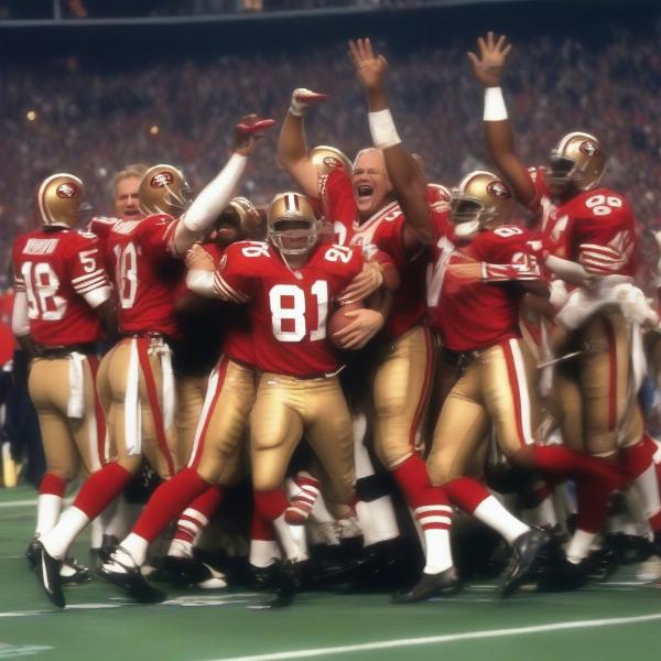 San Francisco 49ers celebrate victory in Super Bowl XXIX