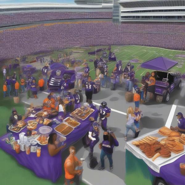 Tailgating scene before a Baltimore Ravens game