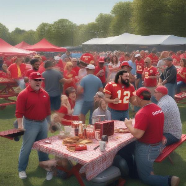 Tailgating Before Chiefs Game with Portable Radio