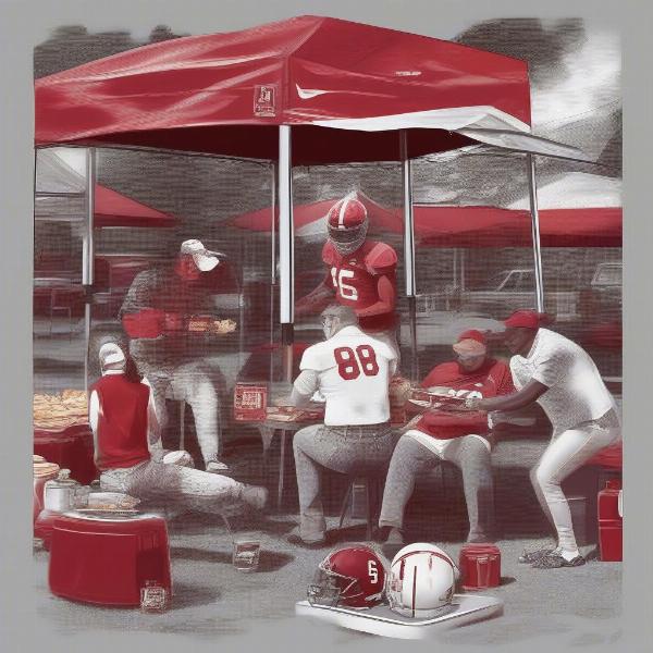 Tailgating scene before an Alabama football game