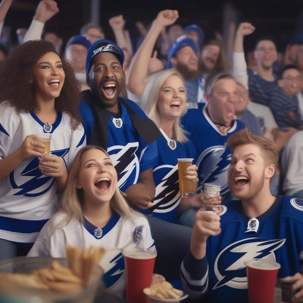 Tampa Bay Lightning Fans Watching a Preseason Game Together