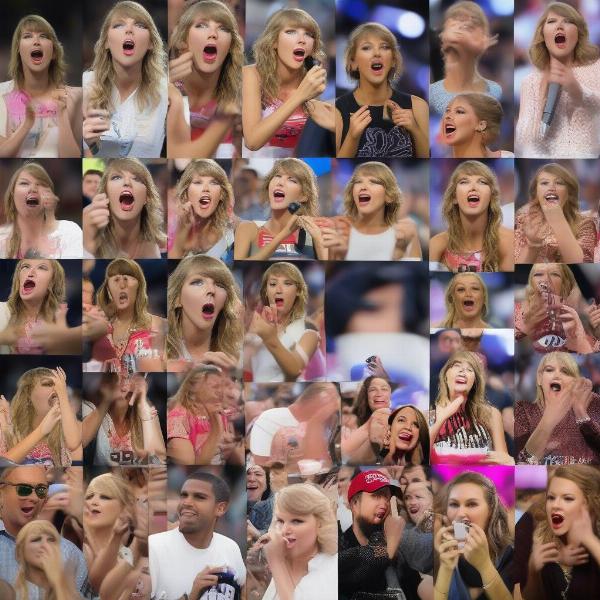 Fan reactions to Taylor Swift at a game