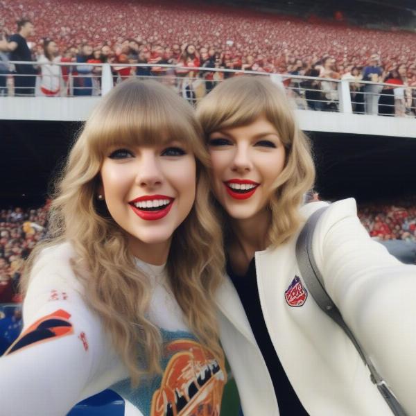 Taylor Swift Takes a Selfie with a Fan at a Football Game