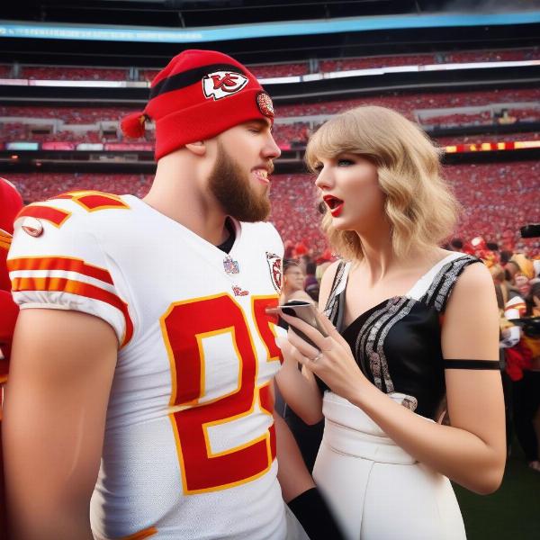 Taylor Swift and Travis Kelce at a Chiefs Game