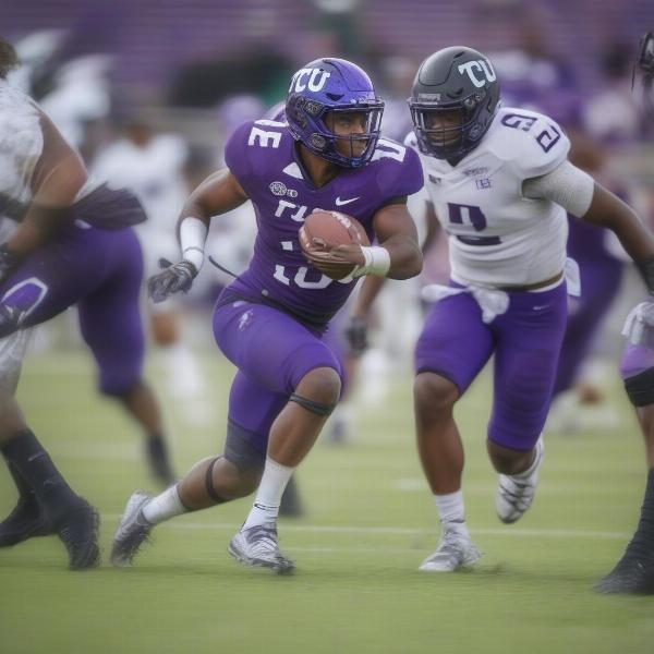 TCU Football Players Competing in a Game