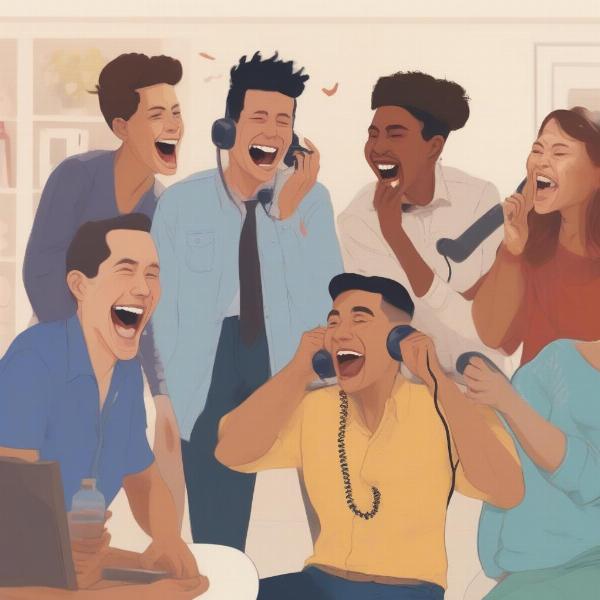 Adults Playing Telephone Game at a Party