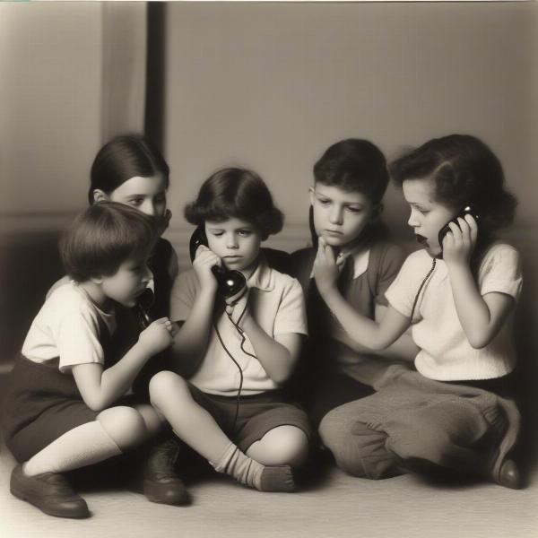 Children Playing Telephone Game